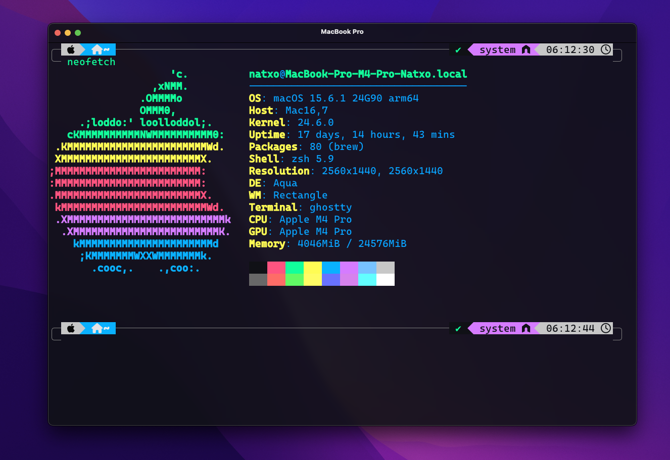 Ghostty Terminal en acción