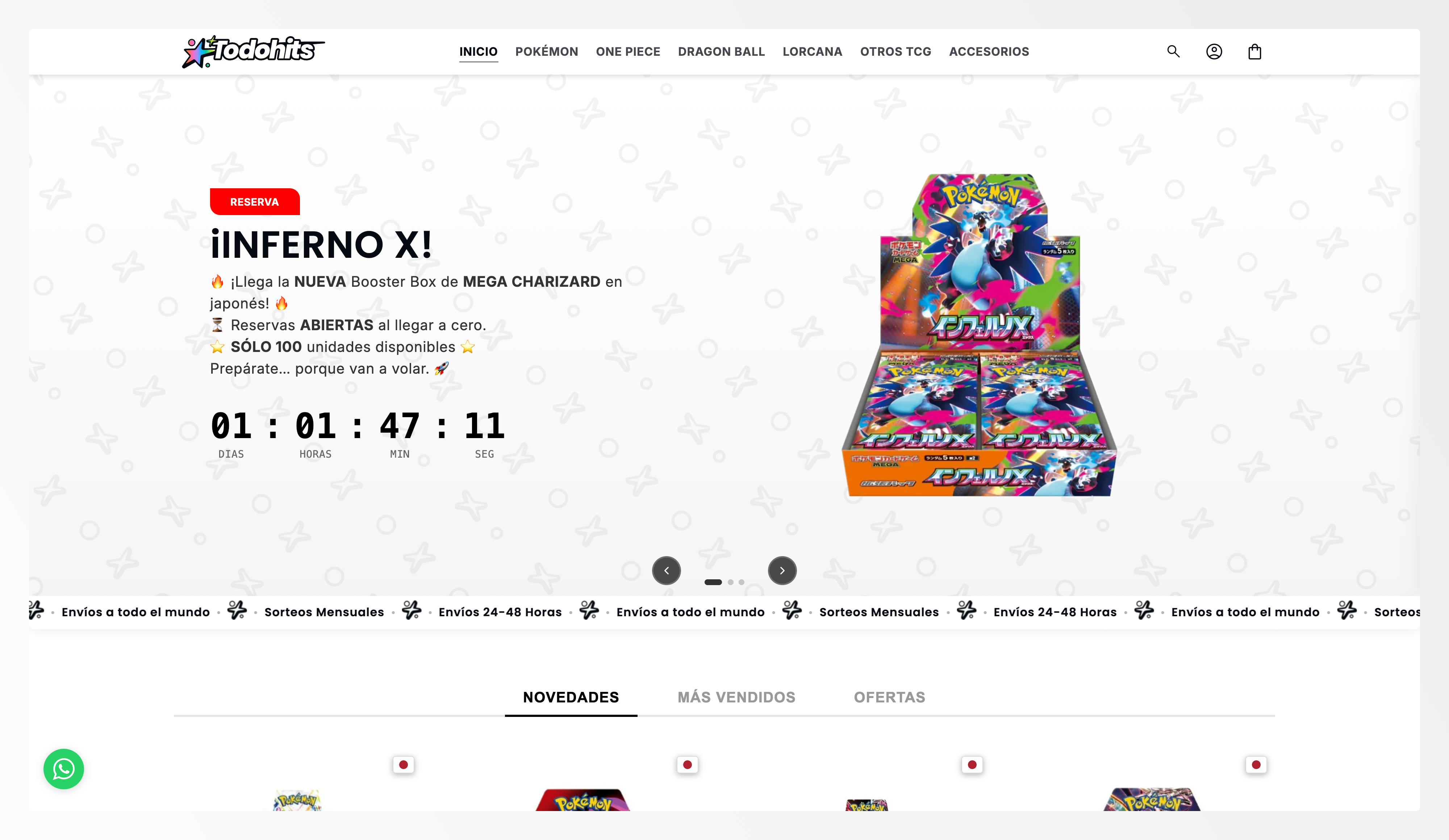 TodoHits - E-commerce especializado en Trading Card Games con funcionalidades personalizadas, sistema de inventario avanzado y widgets interactivos desarrollados con Liquid.. Proyecto profesional desarrollado con Shopify, JavaScript, CSS, Liquid